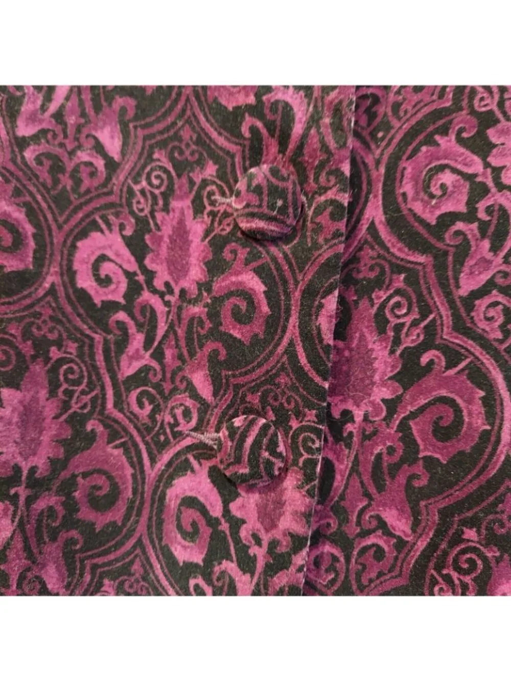 VTG Karen Scott Velvet Cotton Blazer Black Purple filigree Women 14 Career Retro